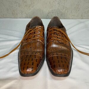 Stacy Adams Esposito Cap Toe Oxfords in Cognac Brown Model 24901 701 Size 10W